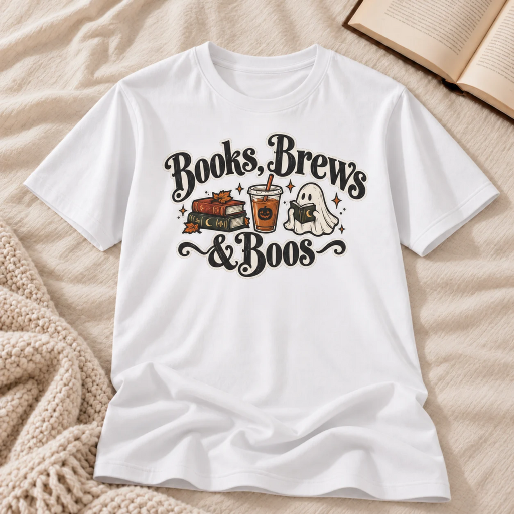 Books, Brews & Boos T-shirt